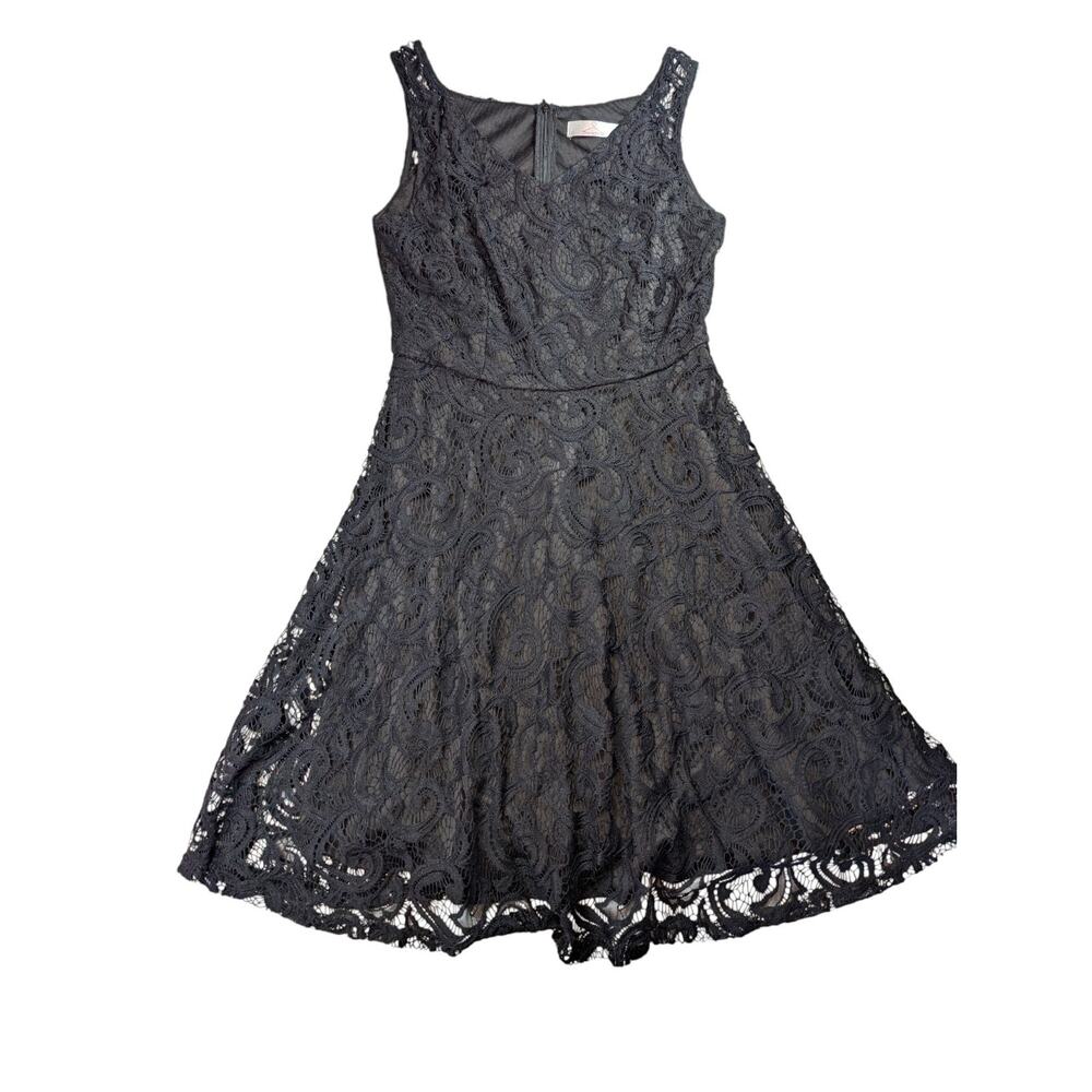 Dressystar Black Lace A Line Dress Goth Whimsy V Neck Sleeveless Lined